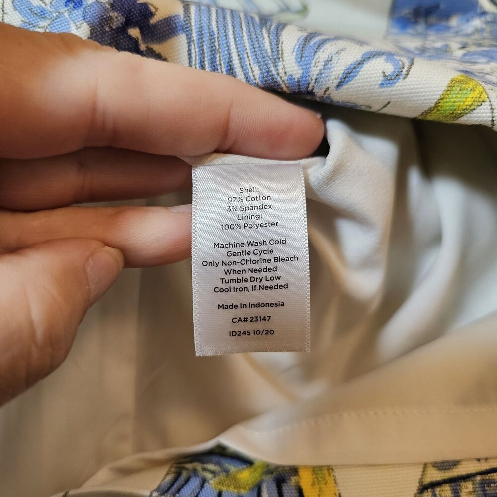 Talbots Mini Skirt Watercolor Chinoiserie Blue White Green Lined Women's Size 4 - Picture 9 of 9